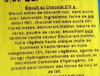 Biscuits Digestives Au Chocolat Noir - Sans Sucre Ingredients
