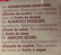 Orejones Albaricoque Ingredients