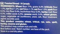 Hogaza 9 Cereales Ingredients