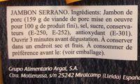 Jambon Serrano Ingredients