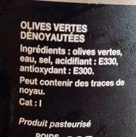 Olives Vertes Dnoyautes Ingredients
