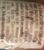 Salsichao Fuet Caseiro Ingredients