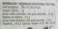 El Pozo All Natural Nutrition Label