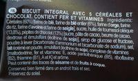5 Cereales Chocolate Integral Ingredients