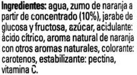 Refresco De Naranja Sin Gas Ingredients