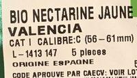 Bio Nectarine Jaune Ingredients