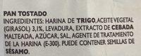 Pan Tostado Estilo Tradicional Ingredients