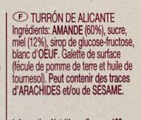 Turron De Alicante Calidad Suprema Ingredients