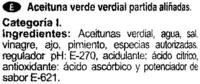 Aceitunas Verdes Partidas Aliadas "Aliada" Variedad Verdial Ingredients