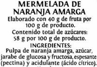Mermelada De Naranja Amarga &quot;Alipende&quot; Ingredients
