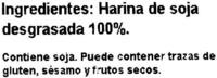 Soja Texturizada Gruesa &quot;El Granero Integral&quot; Ingredients