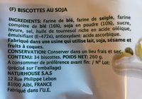 Fibroki Biscottes Soja Ingredients