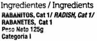 Rabanitos Ingredients