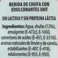 Bebida De Chufa Sin Lactosa Ingredients