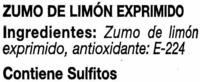 Limn Exprimido Ingredients