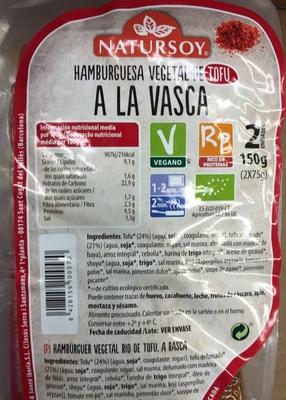 Hamburguesa Vegetal De Tofu A La Vasca