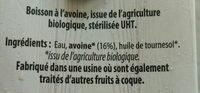 Boisson  L'avoine Ingredients