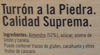 Turrn A La Piedra Ingredients