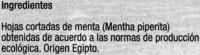 Menta Piperita En Bolsitas Ingredients