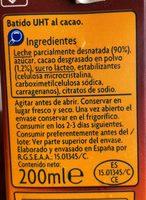 Batido Al Cacao Ingredients
