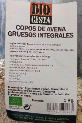 Copos De Avena Gruesos Integrales