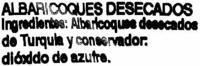 Albaricoques Deshidratados &quot;Aliada&quot; Ingredients