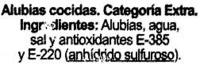 Alubias Blancas Cocidas En Conserva Ingredients