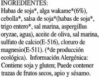 Tofu Ecolgico &quot;Ahimsa&quot; Con Algas Ingredients