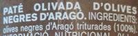 Olivada Negra D'Arag Ingredients