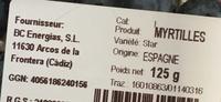 Myrtilles Ingredients