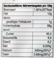 Feigenfruchtschnitte Nutrition Label