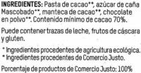 Tableta De Chocolate Negro 70% Cacao Ingredients
