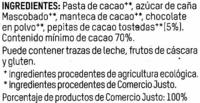 Chocolate Negro Con Pepitas De Cacao 70% Cacao Ingredients