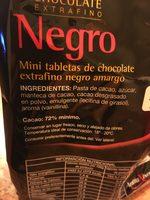 Chocolate Extrafino Negro Mini Tabletas Ingredients