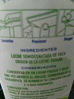 Leche UHT Semidesnatada Ingredients