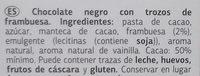 Chocolate Negro Frambuesa Ingredients