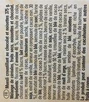 Emco Muesli With Chocolate & Hazelnut Ingredients
