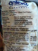 Ankara Boncuk Macaroni 500GR Ingredients