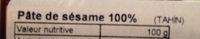 Tahin Ingredients