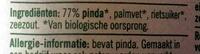 Biologische Pindakaas Met Stukjes Pinda Ingredients