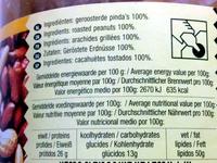 Peanut Paste Nutrition Label