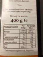 De Ruijter, Fruit Sprinkles Nutrition Label