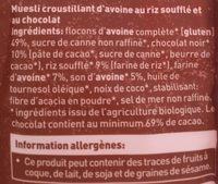 Krokante Muesli Pure Chocolat Ingredients