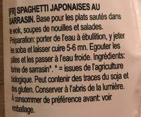 Spaghetti Soba Sarrasin Ingredients