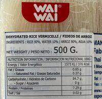 Vermicelle Riz 500G WAI WAI Nutrition Label