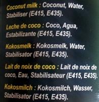 Lait De Coco Ingredients