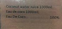 100% Coconut Water Ingredients