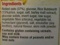 Kellog's LCMs Oaty Bubble Bars Ingredients