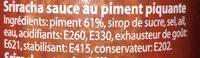Sriracha Chili Sauce 730ML Ingredients
