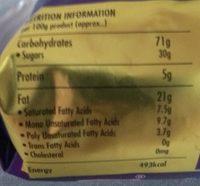 GoodDay Choco Chip Nutrition Label